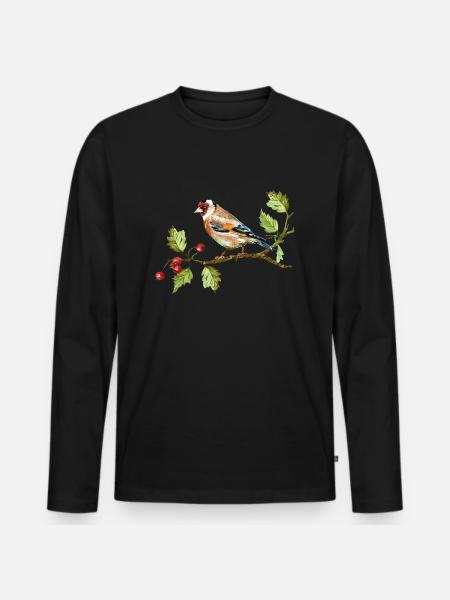 Bunter Vogel - Männer Premium Bio Langarmshirt - Schwarz