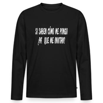 Si vous savez où je me trouve, pourquoi m’invitent-ils - T-shirt manches longues Premium bio Homme - noir - Devant - Nico (187cm)