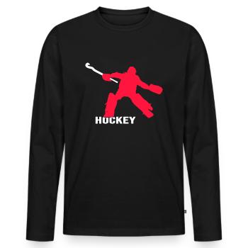 Gardien de but de hockey Hockey sur gazon - T-shirt manches longues Premium bio Homme - noir - Devant - Nico (187cm)