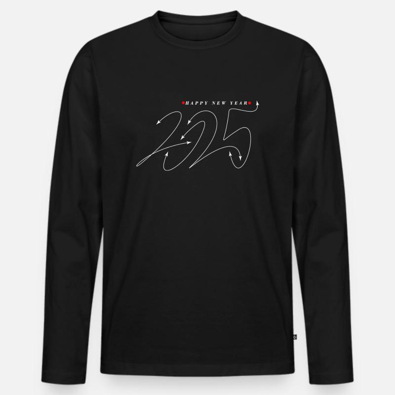 Neujahr 2025 Glück - Männer Premium Bio Langarmshirt - Schwarz