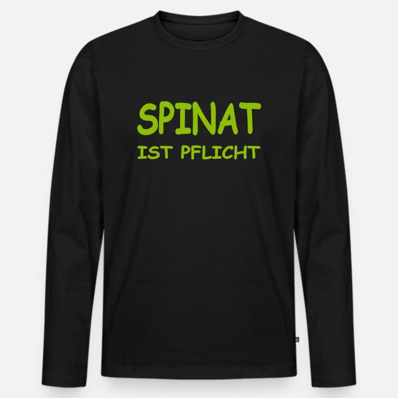 Spinat - Männer Premium Bio Langarmshirt - Schwarz