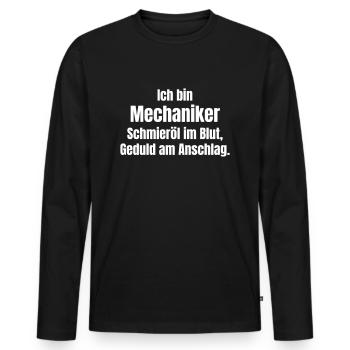 Mechaniker - Männer Premium Bio Langarmshirt - Schwarz - Vorne - Nico (187cm)