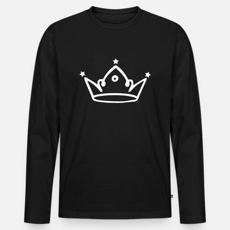 krone - Männer Premium Bio Langarmshirt - Schwarz