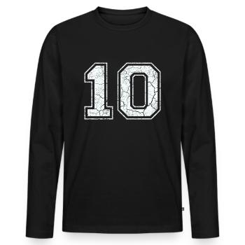 10 dans blanc in Used Look - T-shirt manches longues Premium bio Homme - noir - Devant - Nico (187cm)
