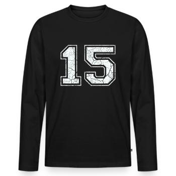 15 dans blanc in Used Look - T-shirt manches longues Premium bio Homme - noir - Devant - Nico (187cm)