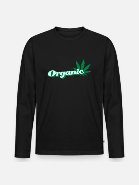 organic Hanfblatt - Männer Premium Bio Langarmshirt - Schwarz