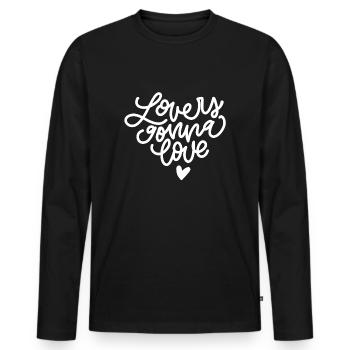 Lovers Gonna Love Monoline Lettering - Men's Premium Organic Long Sleeve Shirt - black - Front - Nico (187cm)