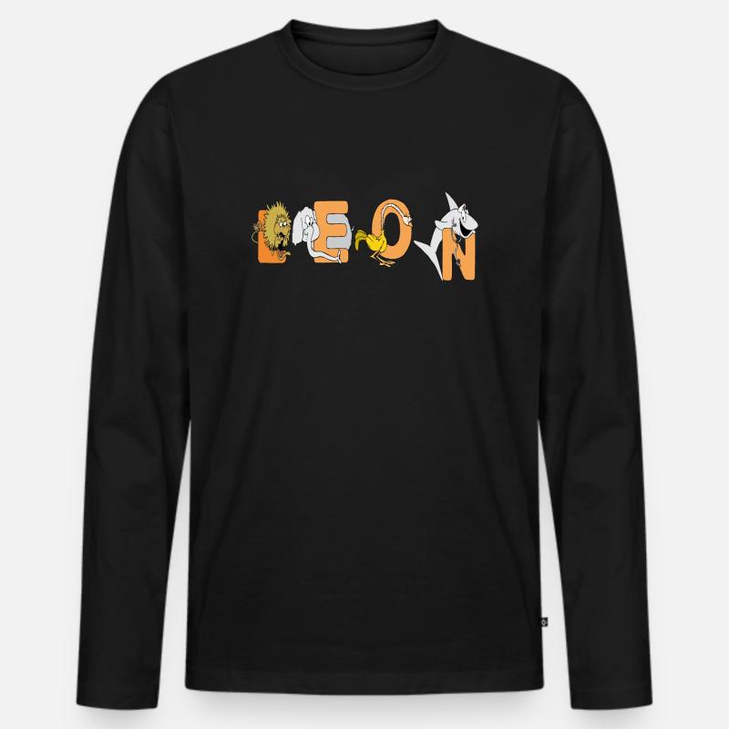 Leon - Männer Premium Bio Langarmshirt - Schwarz