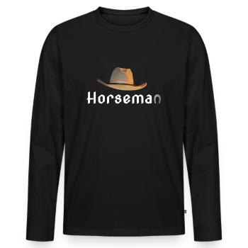 Horseman bright lettering - Men's Premium Organic Long Sleeve Shirt - black - Front - Nico (187cm)