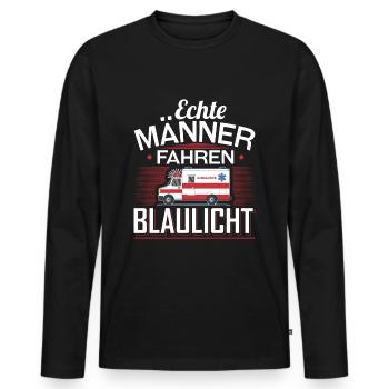 Echte Männer Fahren Blaulicht Sohn Papa - Männer Premium Bio Langarmshirt - Schwarz - Vorne - Nico (187cm)