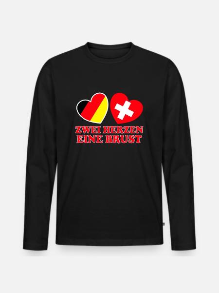 Deutschland Schweiz - Männer Premium Bio Langarmshirt - Schwarz