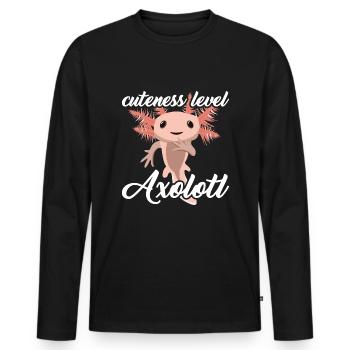 Cuteness Level Axolotl - Männer Premium Bio Langarmshirt - Schwarz - Vorne - Nico (187cm)