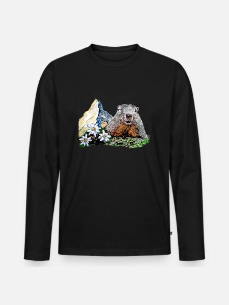 Silhouette Alps Matterhorn Marmot - Men's Premium Organic Long Sleeve Shirt - black