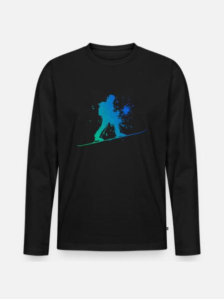 Men's Ski Touring Ski Mountaineering - Men's Premium Organic Long Sleeve Shirt - black