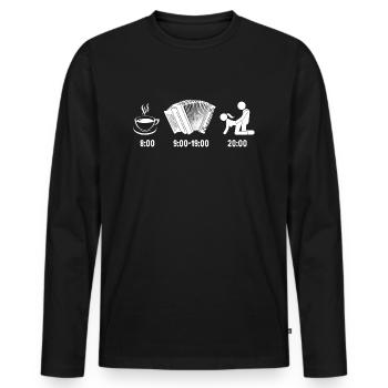 Steirische Harmonika Tagesablauf, Lustiges - Männer Premium Bio Langarmshirt - Schwarz - Vorne - Nico (187cm)