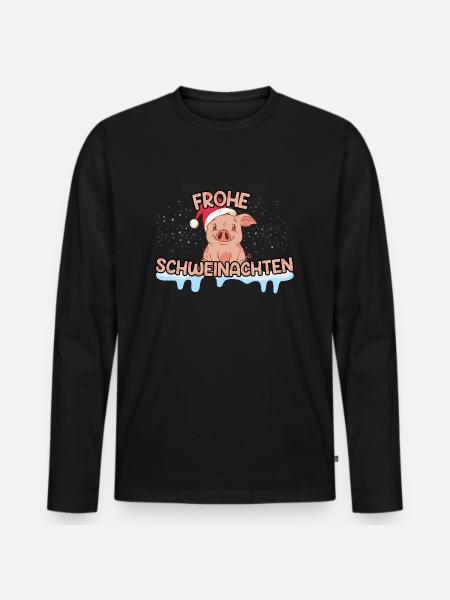 Weihnachten Geschenke Schwein Design - Männer Premium Bio Langarmshirt - Schwarz