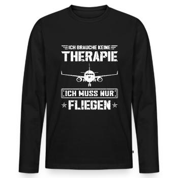Piloten Flieger Flugzeug Pilot - Männer Premium Bio Langarmshirt - Schwarz - Vorne - Nico (187cm)