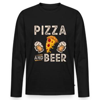 Bier Pizza - Männer Premium Bio Langarmshirt - Schwarz - Vorne - Nico (187cm)