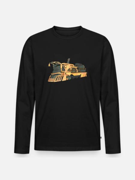 Steampunk Dampflokomotive - Männer Premium Bio Langarmshirt - Schwarz