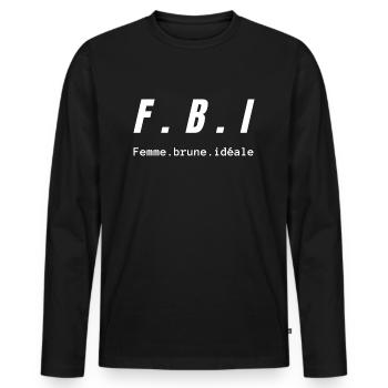 femme brune idéale - T-shirt manches longues Premium bio Homme - noir - Devant - Nico (187cm)