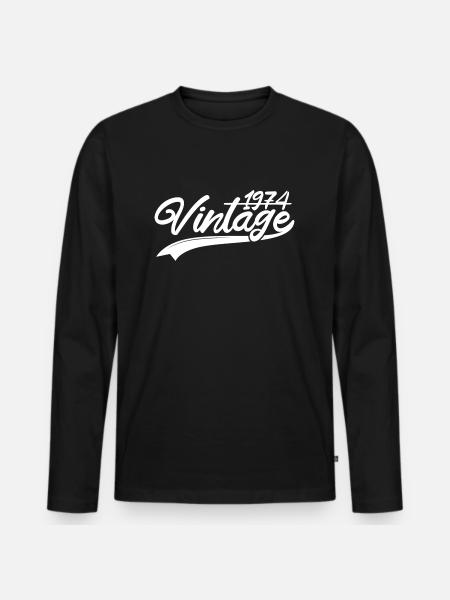 Vintage 1974 Birthday Gift 1974 - Men's Premium Organic Long Sleeve Shirt - black
