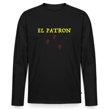 El Patron| Mafia Pablo Escobar lustige Sprüche Fun - Männer Premium Bio Langarmshirt - Schwarz - Vorne - Nico (187cm)