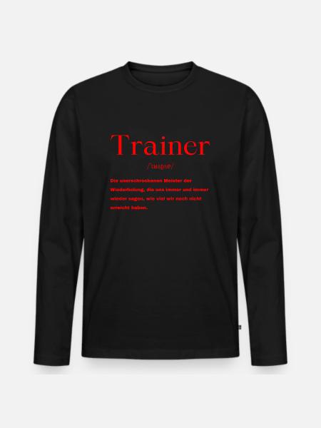 Trainer Definition - Männer Premium Bio Langarmshirt - Schwarz