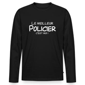 Le meilleur Policier c'est moi - T-shirt manches longues Premium bio Homme - noir - Devant - Nico (187cm)