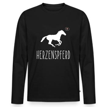 Pferdesprüche Pferdekopf Reiterin Reitsprüche - Männer Premium Bio Langarmshirt - Schwarz - Vorne - Nico (187cm)