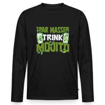Mojito Spar Wasser trink Mojito Cocktail - Männer Premium Bio Langarmshirt - Schwarz - Vorne - Nico (187cm)