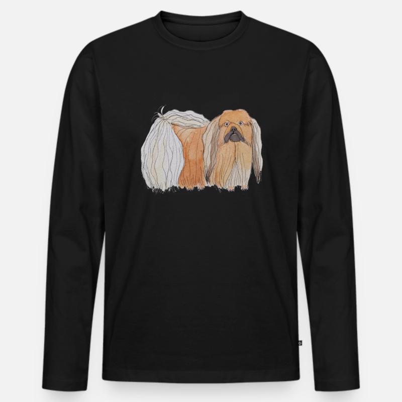 Pekinesisch - Spaß - Männer Premium Bio Langarmshirt - Schwarz