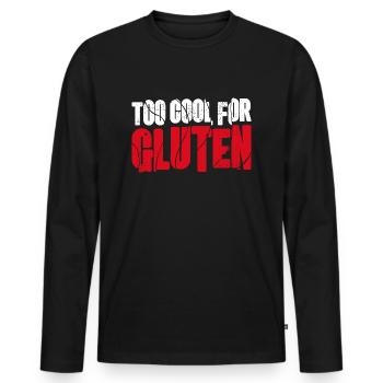 Too Cool For Gluten - Funny Celiac Design - Men's Premium Organic Long Sleeve Shirt - black - Front - Nico (187cm)