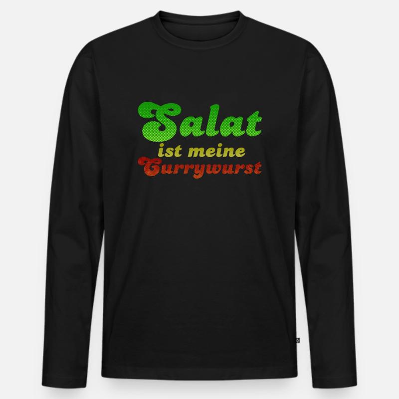 Salat ist meine Currywurst - Männer Premium Bio Langarmshirt - Schwarz