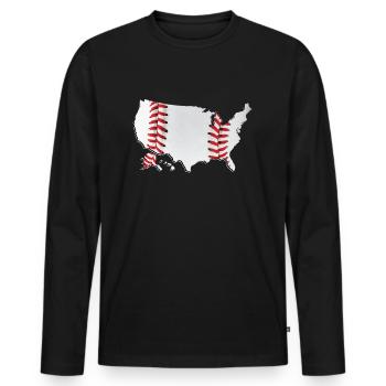 États-Unis | Vrai baseball | Carte - T-shirt manches longues Premium bio Homme - noir - Devant - Nico (187cm)