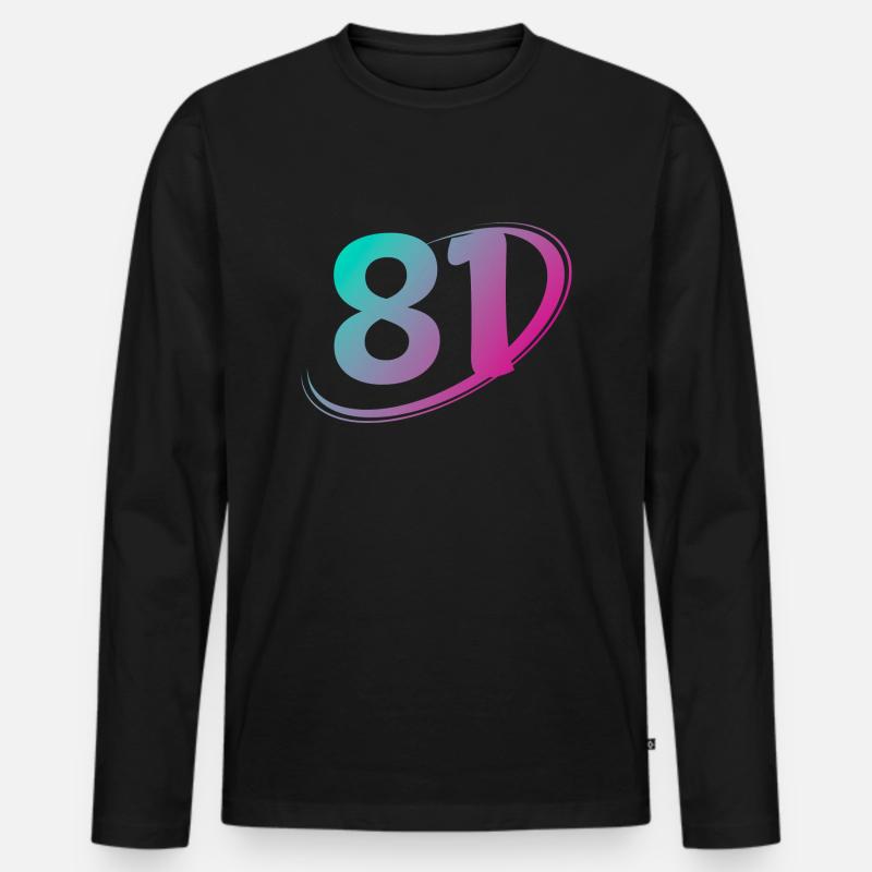 Nummer 81 Mehrfarbig - Männer Premium Bio Langarmshirt - Schwarz