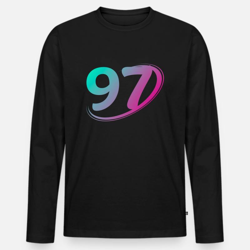 Nummer 97 mehrfarbig - Männer Premium Bio Langarmshirt - Schwarz