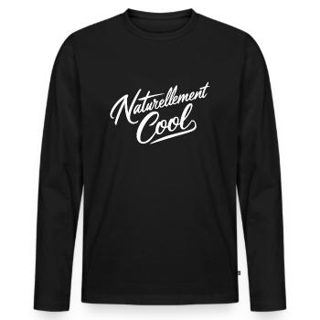 Naturellement cool - T-shirt manches longues Premium bio Homme - noir - Devant - Nico (187cm)