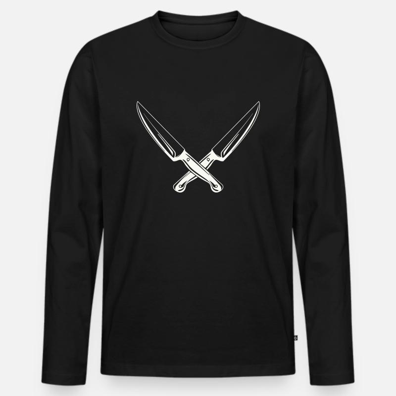 messer 2 - Männer Premium Bio Langarmshirt - Schwarz