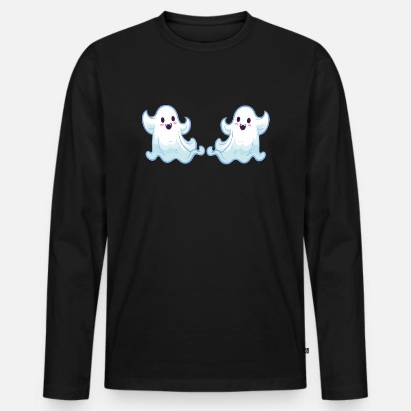 geist ghost cartoon 2 - Männer Premium Bio Langarmshirt - Schwarz