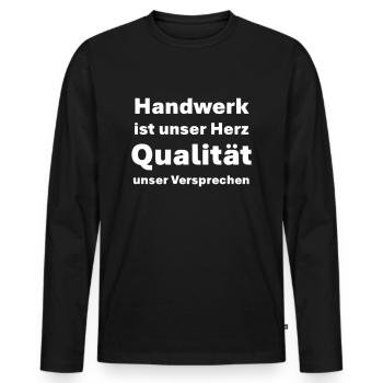 Craftsmanship is our heart, quality is our promise - Men's Premium Organic Long Sleeve Shirt - black - Front - Nico (187cm)