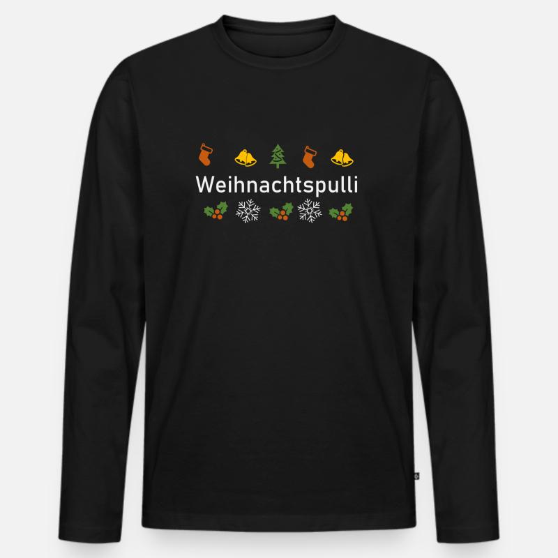 Weihnachtspulli - Männer Premium Bio Langarmshirt - Schwarz