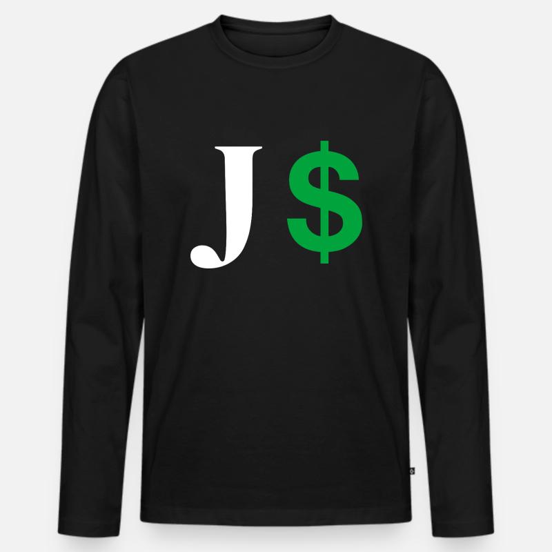 Buchstabe j Dollar - Männer Premium Bio Langarmshirt - Schwarz