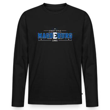 Magdeburg - Men's Premium Organic Long Sleeve Shirt - black - Front - Nico (187cm)
