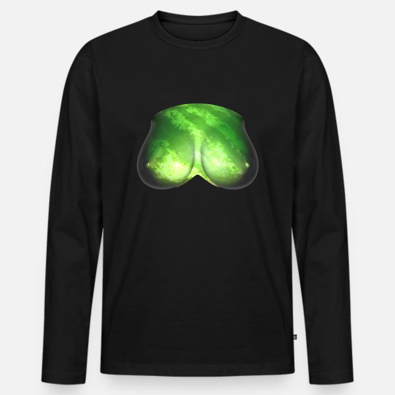 Wassermelonen (. Y .) - Männer Premium Bio Langarmshirt - Schwarz