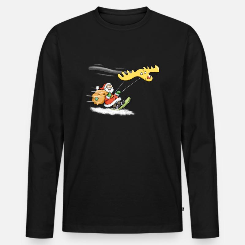 Weihnachtsmann Kitesurfen - Männer Premium Bio Langarmshirt - Schwarz