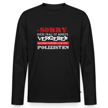 Polizei Shirt-Sexy Frau - Männer Premium Bio Langarmshirt - Schwarz - Vorne - Nico (187cm)