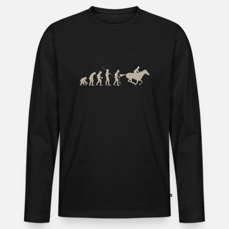 Evolution Pferd Geschenkidee - Männer Premium Bio Langarmshirt - Schwarz