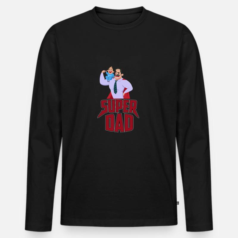 SUPER DAD - Männer Premium Bio Langarmshirt - Schwarz