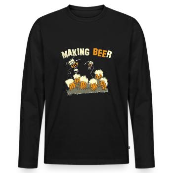 Bière faisant des cadeaux beekeepers abeille drôle - T-shirt manches longues Premium bio Homme - noir - Devant - Nico (187cm)