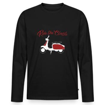 Motorroller - Männer Premium Bio Langarmshirt - Schwarz - Vorne - Nico (187cm)